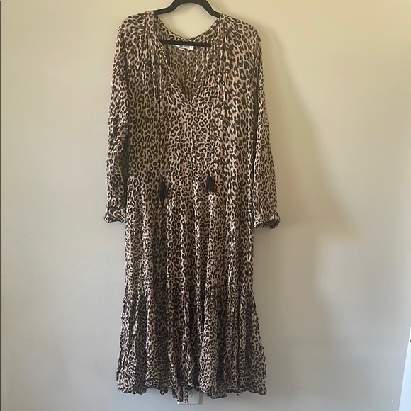 Karyn Seo Leopard Print Maxi Dress SZ L - Picture 1 of 5